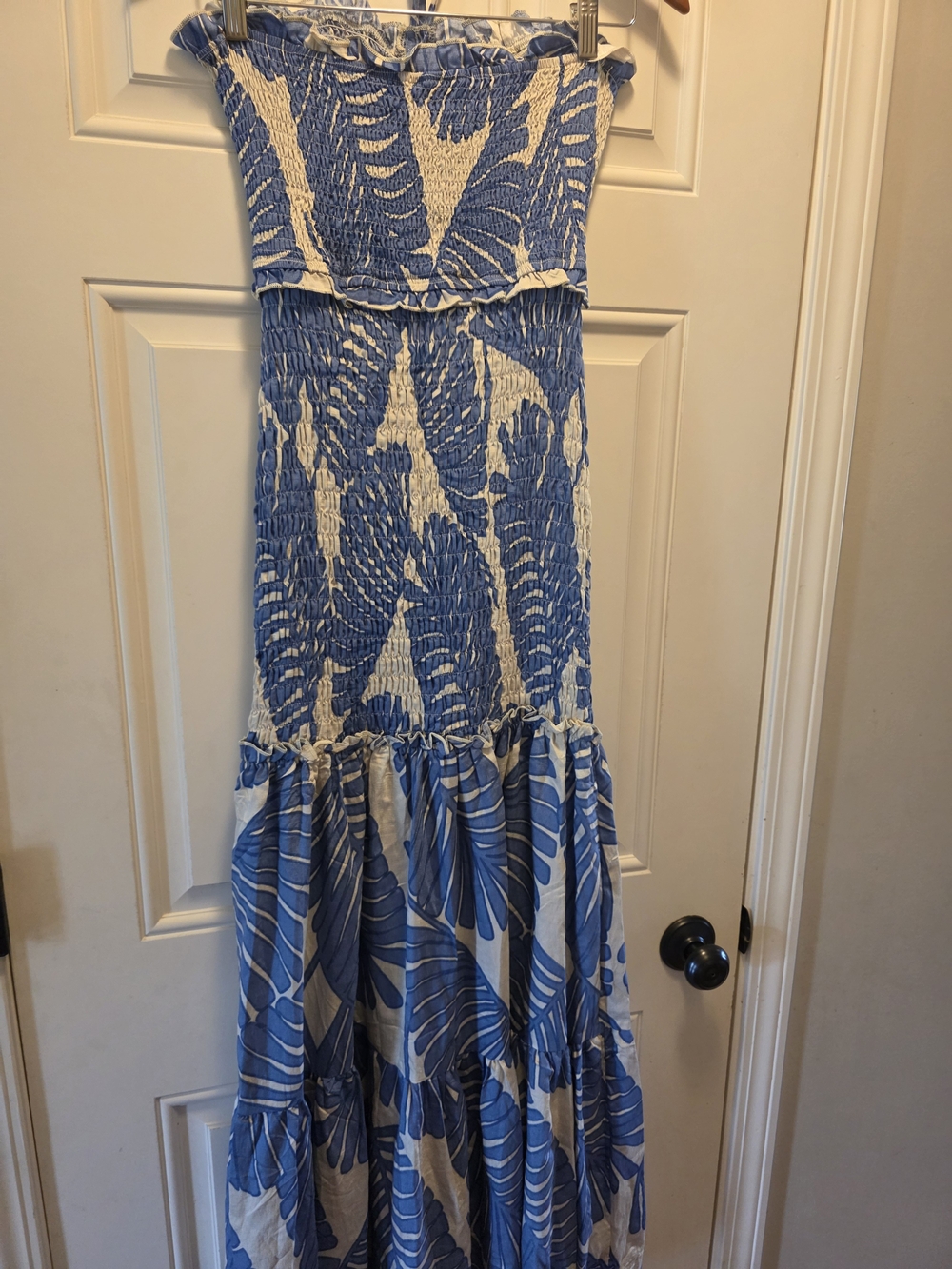 CHICME Floral Printed Tie Ruched Shirred Bandeau Slim Fit Ruffle Hem Dress.NWOT - Picture 5 of 6